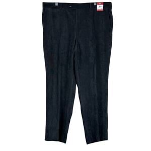 NWT Louis Raphael Pleated Dress Pants Mens 40x30 Black Fine Wale Corduroy Career